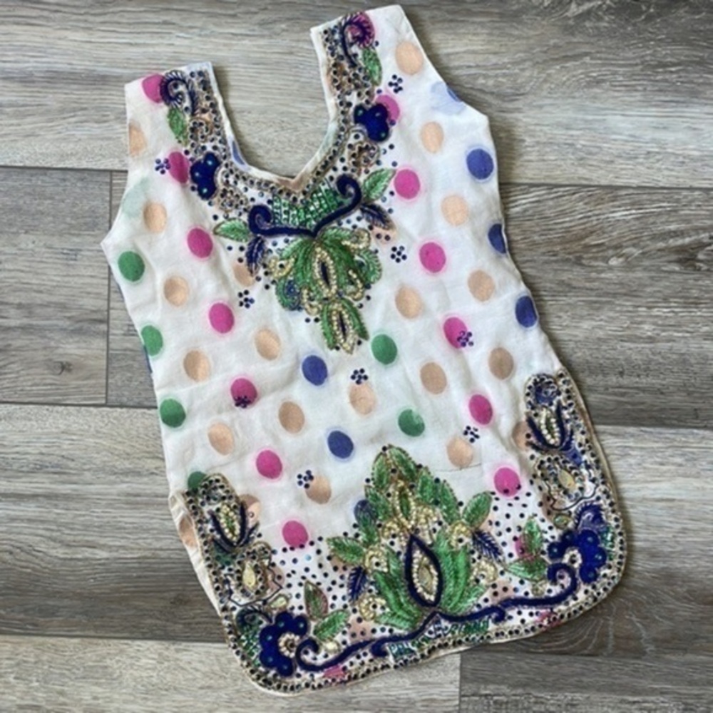 Vintage beaded dress Arabic Vestido dress embroidery size 4 T sequined jeweled